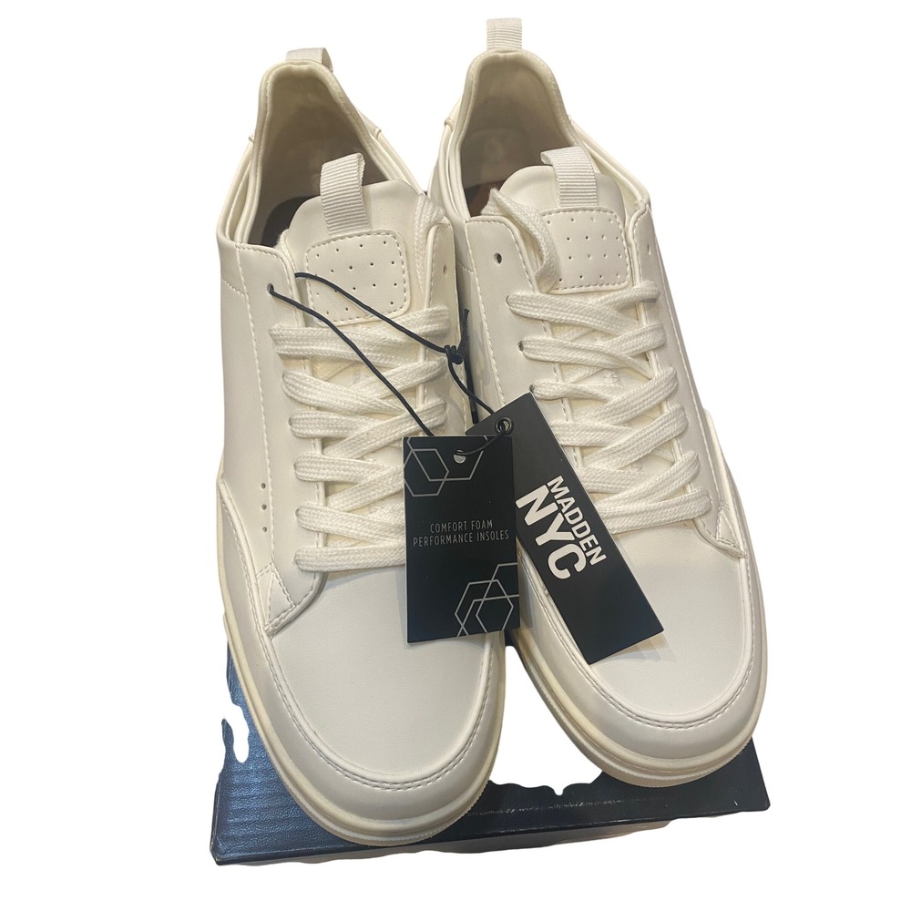 Madden NYC Mens Markk Court Casual Sneakers White Low Top Shoes Size 9 NEW